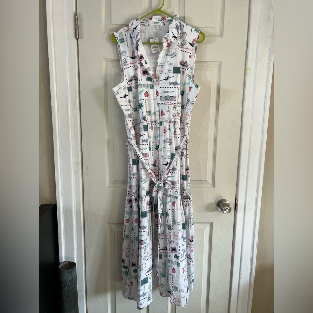BNWT Beautiful J Crew Sleeveless button down dress size 14!
